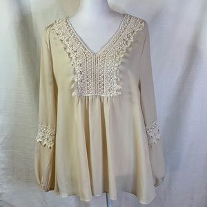 Luscious Cream Blouse with Crochet Detail